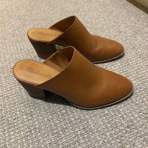 Madewell Brown Leather Block Heel Mules